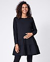 Seraphine Cotton Tiered Maternity & Nursing Tunic - Black Dresses_