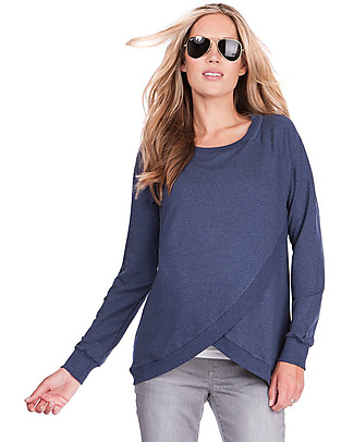 Seraphine Crossover Maternity and Nursing Sybil Sweater, Blue marl Jumpers