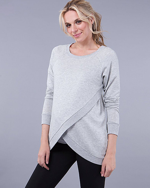 Seraphine Crossover Maternity and Nursing Sybil Sweater- Grey marl Jumpers