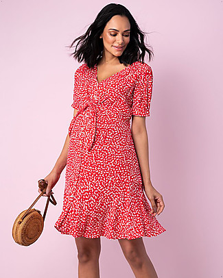 Seraphine Daffodil Front Tie Maternity Dress - Red Floral Dresses