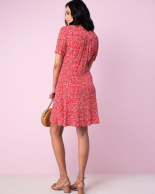 Seraphine Daffodil Front Tie Maternity Dress - Red Floral Dresses_