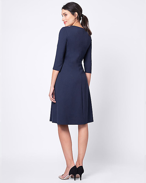 Seraphine Davie, Classic Nursing and Maternity Dress with ¾ Sleeves - Navy Dresses_