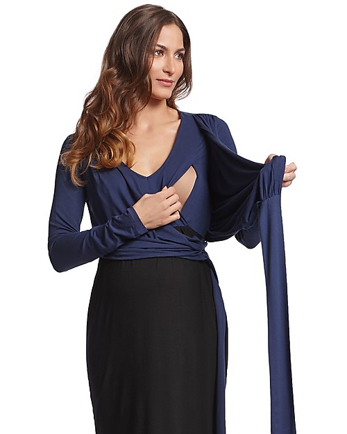 Seraphine Elsa, Wrap Around Maternity and Nursing Dress - Navy/Black Dresses_