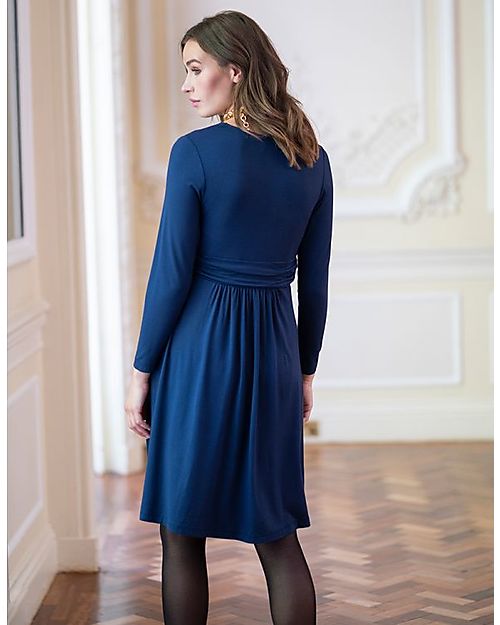 Seraphine Emilee Crossed Maternity Dress - Navy Blue - V-Neck - Viscose Dresses_