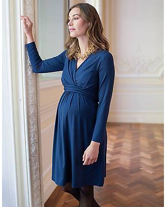 Seraphine Emilee Crossed Maternity Dress - Navy Blue - V-Neck - Viscose Dresses_