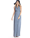 Seraphine Emory, Elegant Jersey Maternity Maxi Dress, Sleveless - Blue and White Dresses_