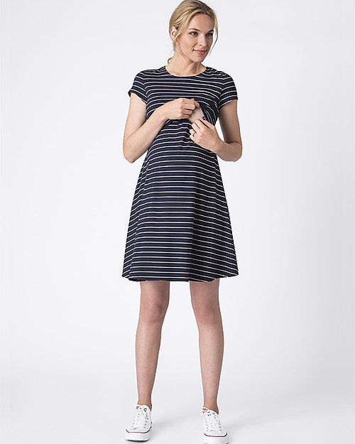 Seraphine Fit and Flare Nursing and Maternity Dress Rowan - Navy Dresses_
