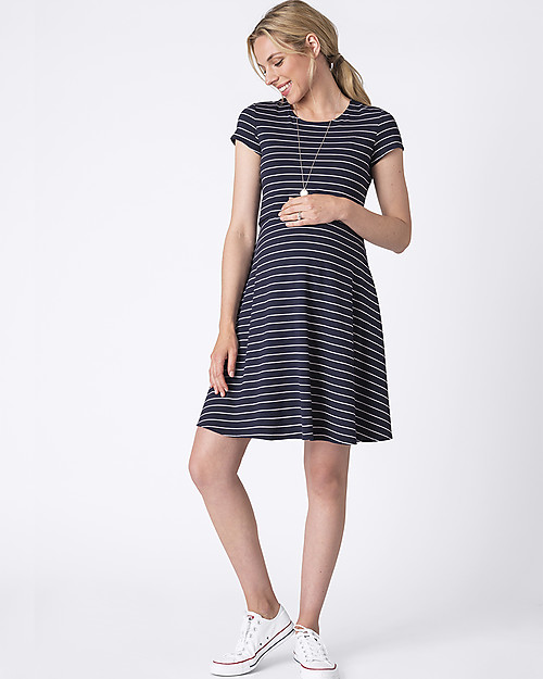 Seraphine Fit and Flare Nursing and Maternity Dress Rowan - Navy Dresses_