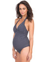 Seraphine Halter Neck Maternity 2 piece Tankini - Navy with White Polka Dots Bikinis And Tankinis