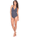 Seraphine Halter Neck Maternity 2 piece Tankini - Navy with White Polka Dots Bikinis And Tankinis