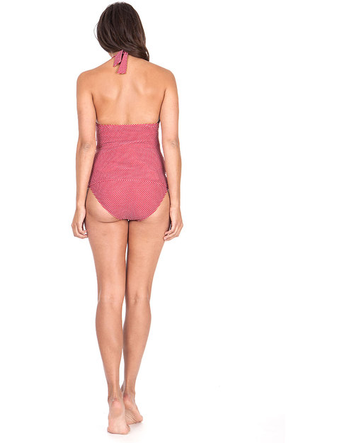 Seraphine Halter Neck Maternity 2 piece Tankini - Red with White Polka Dots Bikinis And Tankinis
