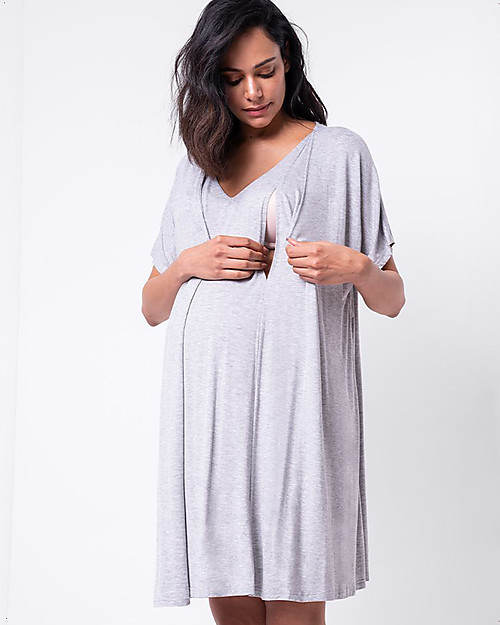 Seraphine Jaya Maternity and Nursing Nightie - Grey Marl Robes