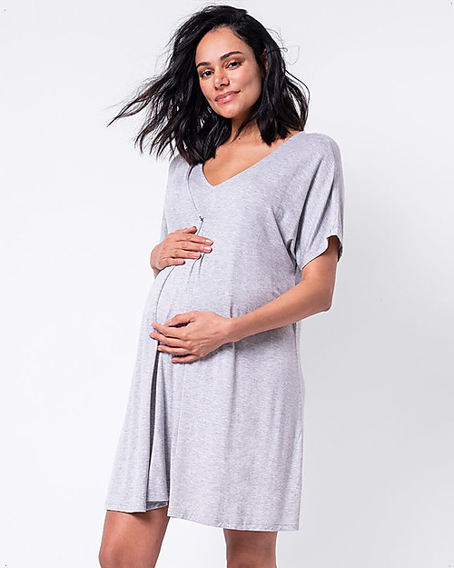 Seraphine Jaya Maternity and Nursing Nightie - Grey Marl Robes