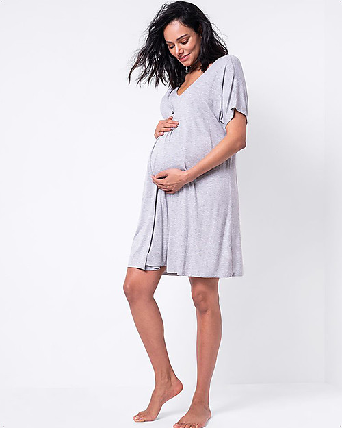 Seraphine Jaya Maternity and Nursing Nightie - Grey Marl Robes