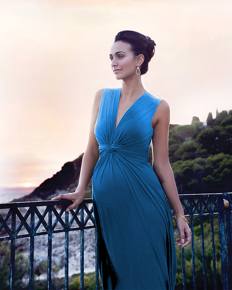 Double V Neck Lace Applique Maternity Maxi Dress - Ever-Pretty US
