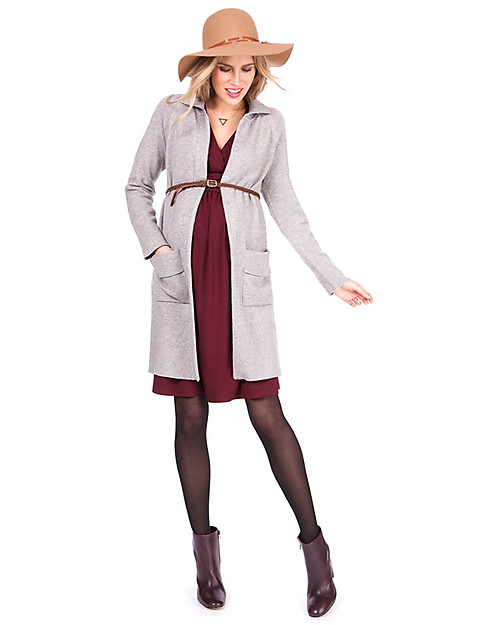 Seraphine Johana Wrap Detail Pregnancy and Nursing Winter Dress, Burgundy Dresses_