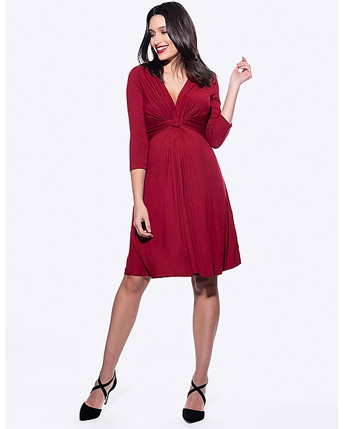 Seraphine Jolene Knot Front Maternity Dress with ¾ sleeves