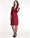 Seraphine Jolene Knot Front Maternity Dress with ¾ sleeves - Claret Red Dresses_
