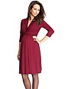 Seraphine Jolene Knot Front Maternity Dress with ¾ sleeves - Claret Red Dresses_