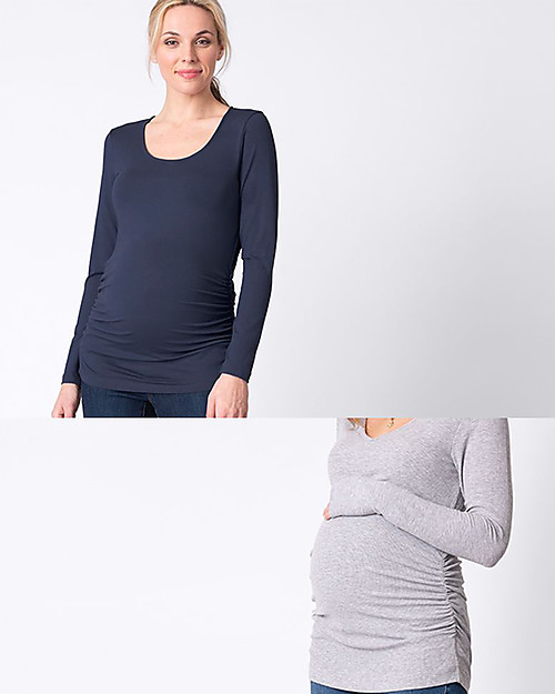 Seraphine Julianne Maternity Long Sleeves Top - Pack of 2 - Navy/Grey Long Sleeves Tops