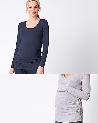 Seraphine Julianne Maternity Long Sleeves Top - Pack of 2 - Navy/Grey T-shirts