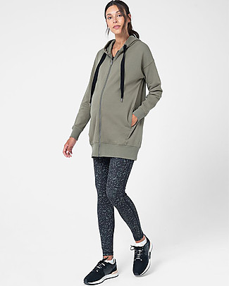 Seraphine Kristen 3in1 Hoody Dress - Khaki - for Pregnancy Breastfeeding and Babywearing Sweatshirts