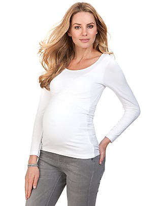 Seraphine Laina Long sleeved Maternity & Nursing Bmboo Top - White Long Sleeves Tops