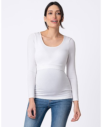 Seraphine Laina Long sleeved Maternity & Nursing Bmboo Top - White Long Sleeves Tops