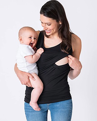 Seraphine Laina, Maternity and Nursing Bamboo Vest, Black - Super-soft! T-Shirts And Vests