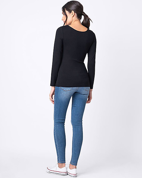 Seraphine Laina Maternity and Nursing Long Sleeves Bamboo Top - Pack of 2 - White/Black Long Sleeves Tops