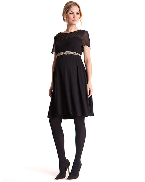 Seraphine Lucille Sheer Shoulder Maternity Dress - Black Dresses_