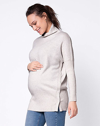 Seraphine Marnie Maternity and Nursing Funnel Neck Knit - Gray - Side Buttons Jumpers