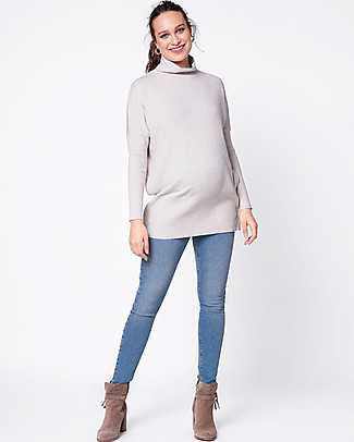 Seraphine Marnie Maternity and Nursing Funnel Neck Knit - Gray - Side Buttons Jumpers