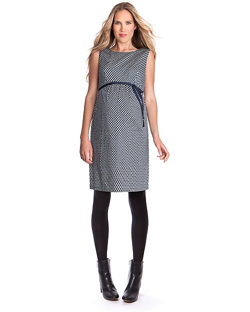 Seraphine Martina, Stretch Sateen Maternity Cocktail Dress - Navy Tile Dresses_