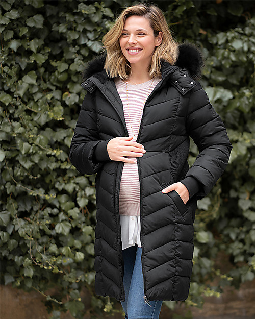 Seraphine Maternity and Baby Carrying Long Eco Down Coat 3 in 1 Rocky - Black Down Jacket