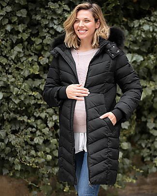 Seraphine Maternity and Baby Carrying Long Eco Down Coat 3 in 1 Rocky - Black Jackets