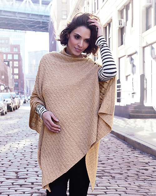 Seraphine Maternity and Nursing Caleb Cable Knit Shawl - Camel Scarves