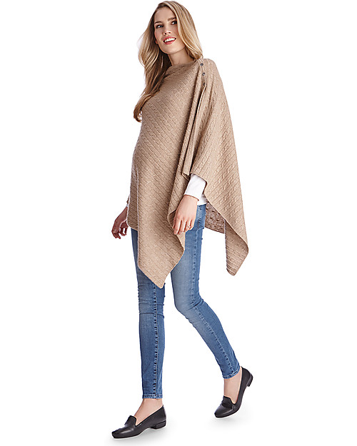 Seraphine Maternity and Nursing Caleb Cable Knit Shawl - Camel Scarves