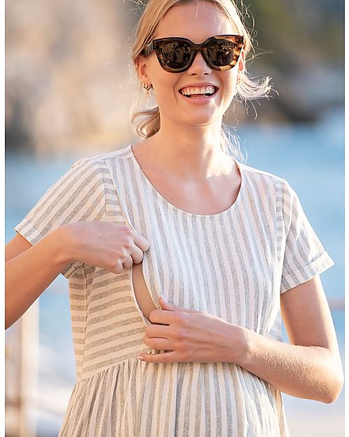 Seraphine Maternity and Nursing Dress - Padma - Cotton and Linen - Sage Green Dresses_