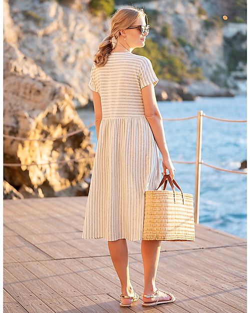 Seraphine Maternity and Nursing Dress - Padma - Cotton and Linen - Sage Green Dresses_