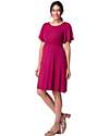 Seraphine Maternity and Nursing Flounce Sleeve A-line Dress Rivera - Raspberry - Viscose Dresses_