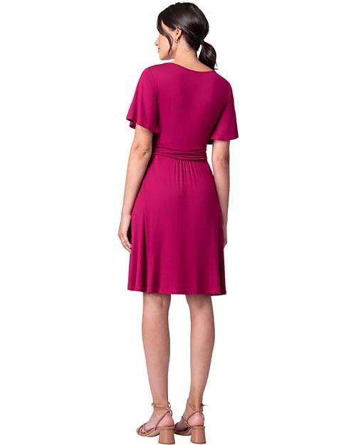 Seraphine Maternity and Nursing Flounce Sleeve A-line Dress Rivera - Raspberry - Viscose Dresses_