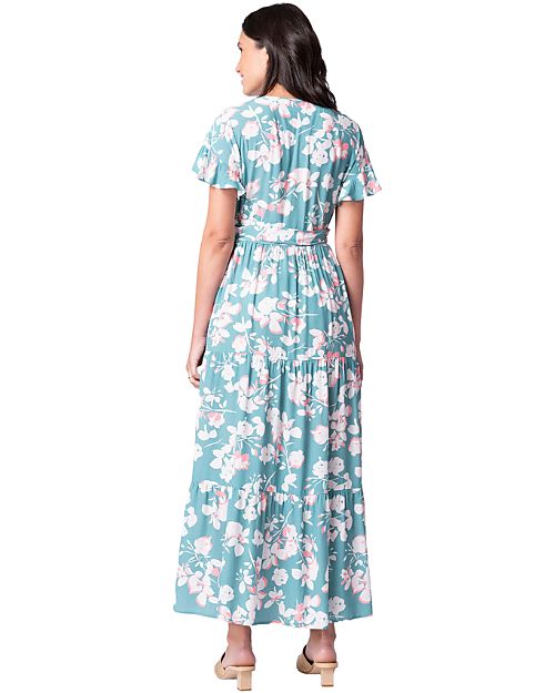 Seraphine Maternity and Nursing Frill Sleeve Tiered Midi Dress - Avia - Sage Floral - Viscose Dresses_