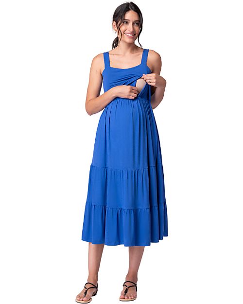 Seraphine Maternity and Nursing Strappy Lift Up Midi Dress - Lotte - Cobalt - Viscose Dresses_