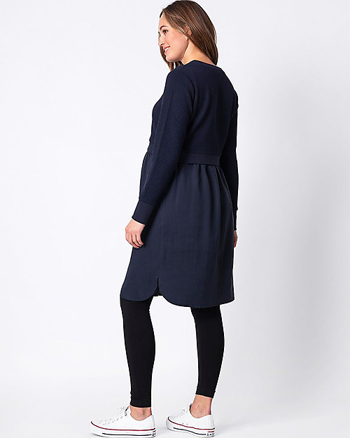Seraphine Maternity and Nursing Tulia Dress - Navy - Textured Jersey Combo Dresses_