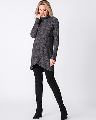 Seraphine Maternity and Nursing Tunic Dress Nerissa - Black/Marl Dresses