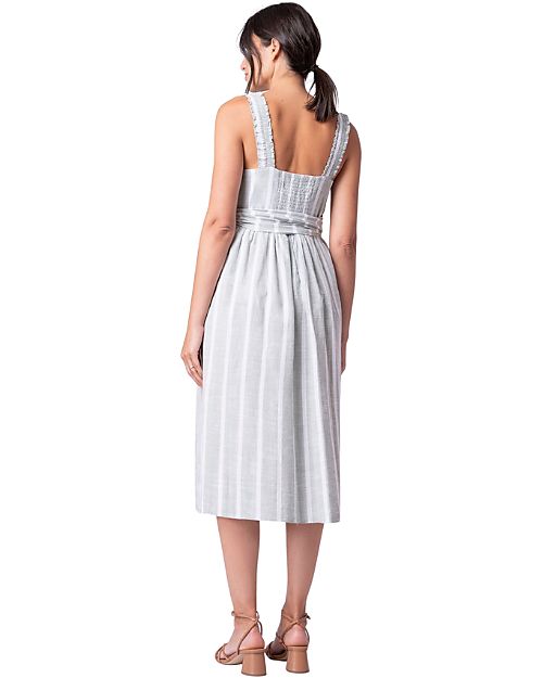 Seraphine Maternity and Nursing Wrap Midi Dress Aaliyah - Sage - 100% Cotton - Crossover Opening Dresses_