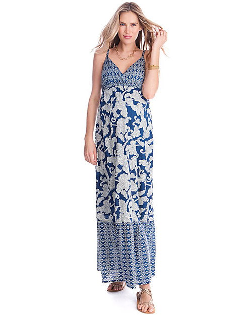 Seraphine Matilda - Blue Floral Print Maternity Maxi Dress - 100% Cotton Dresses_