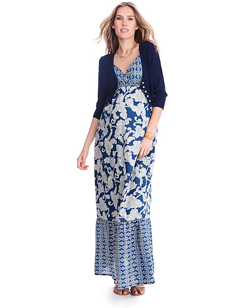 Seraphine Matilda - Blue Floral Print Maternity Maxi Dress - 100% Cotton Dresses_