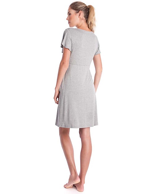 Seraphine Meadow, Lace Trim Maternity & Nursing Nightie - Grey Marl Pyjamas